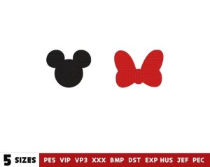 Mouse Head And Tie Embroidery Design