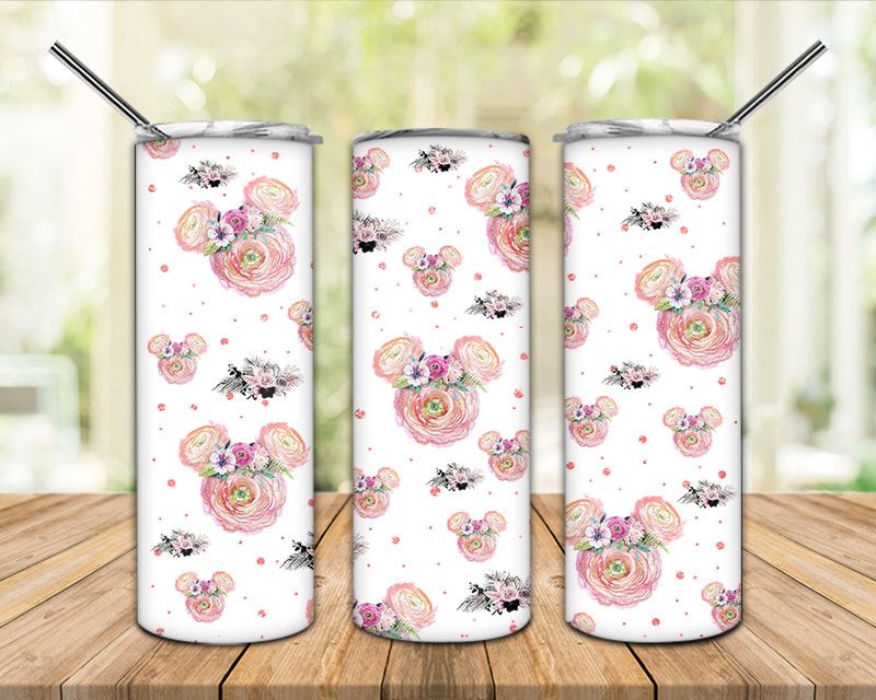 Mouse Head Pink Flower Tumbler Png Mouse Head Pink Flower Tumbler Png
