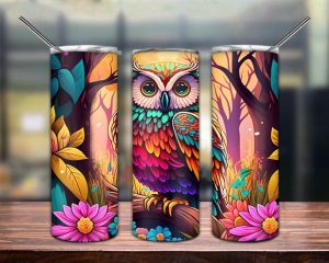 Neon Owl Tumbler Png