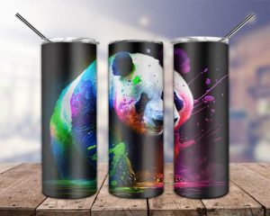 Neon Panda Tumbler Png