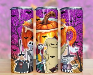 Nightmare Jack And Sally Glitter Tumbler Png