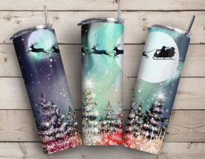 Northern Lights Santa Tumbler PNG