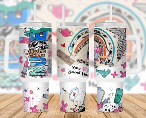 Nurse Life 40 Oz 2 Piece Tumbler Wrap