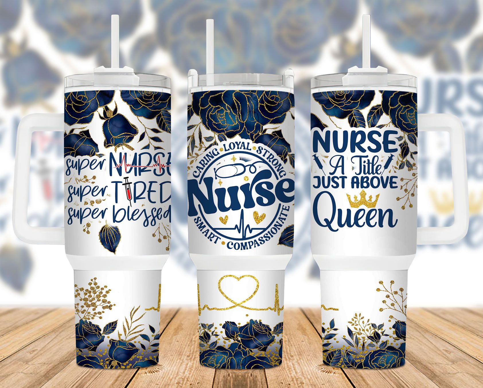 Nurse Navy Floral 40 Oz 2 Piece Tumbler Wrap Nurse Navy Floral 40 Oz 2 Piece Tumbler Wrap