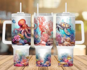 Ocean Life 40 Oz 2 Piece Tumbler Wrap
