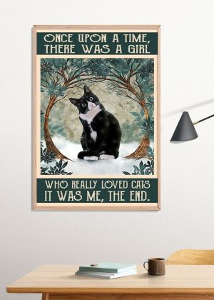 Once Upon A Time There Was A Girl Loves Cats Poster Print, Digital Poster Wall Art