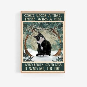 Once Upon A Time There Was A Girl Loves Cats Poster Print, Digital Poster Wall Art