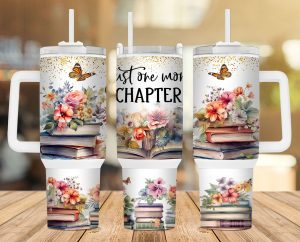 One More Chapter Books With Flowers 40 Oz 2 Piece Tumbler Wrap