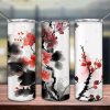 Oriental Plum Blossom Floral Tumbler Png