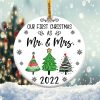 Our First Christmas as Mr and Mrs Ornament Png, Round Christmas Ornament