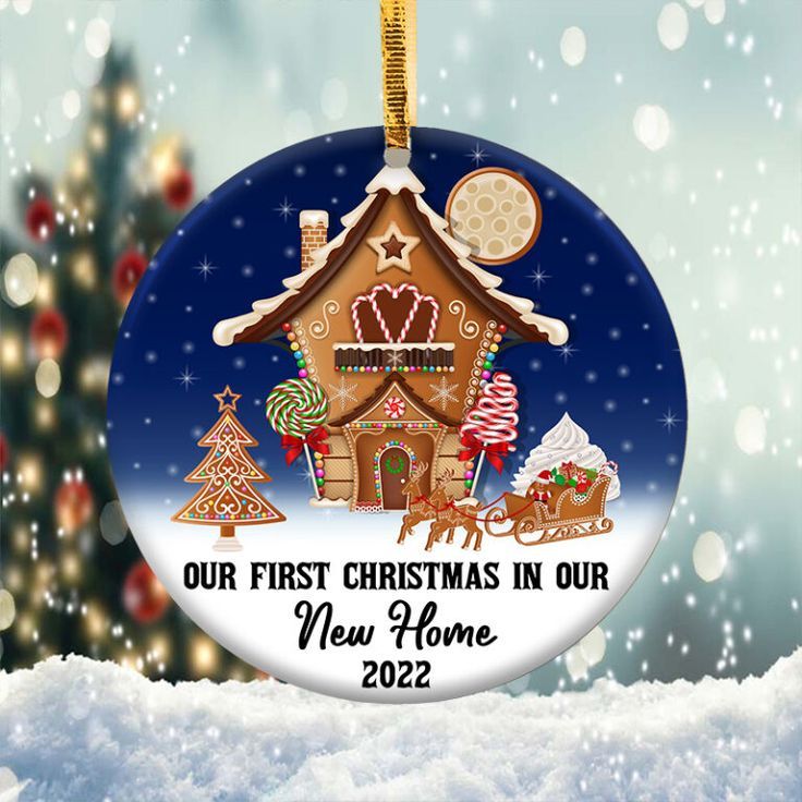 Our First Christmas in Our New Home Ornament Png, Round Christmas Ornament Our First Christmas in Our New Home Ornament Png, Round Christmas Ornament