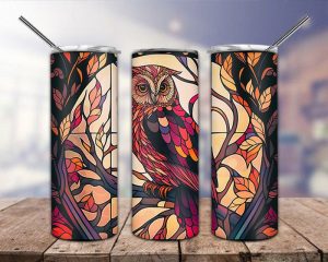 Owl Stained Glass Tumbler Png