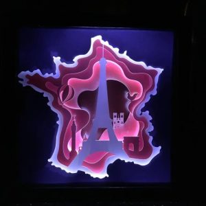 Paris, Italy 3D Paper Cut Light Box Template