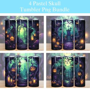 Pastel Gothic Skull Tumbler Png