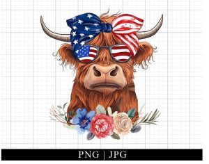 Patriotic Long Haired Calf Png 4th Of July Png Usa Flag Png American Patriotic Png