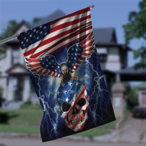 Patriotic Skull And Eagle American Grommet Garden Flag – 12×18 Garden Flag