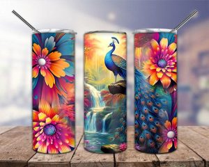 Peacock Colorful Tumbler Png