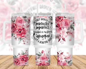 Perfectly Imperfect Flowers 40 Oz 2 Piece Tumbler Wrap