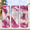 Pink Agate Glitter Leopard Tumbler Png