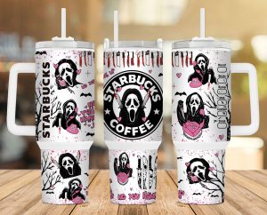 Pink Ghost Coffee 40 Oz 2 Piece Tumbler Wrap