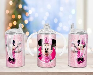 Pink Glitter Minnie Sippy Cup Sublimation Design