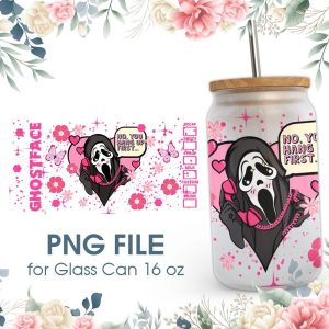 Pink Horror Killer Halloween 16 Oz Glass Can Png File