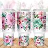 Pink Mint Floral 40 Oz 2 Piece Tumbler Wrap