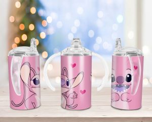 Pink Stitch Sippy Cup Sublimation Design