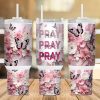 Pray On It Pink Floral And Butterfly 40 Oz 2 Piece Tumbler Wrap
