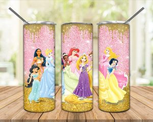 Princess Glitter Tumbler Png