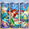 Princess Mermaid And Fish Glitter Tumbler Png