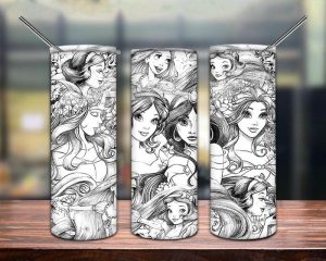 Princess Sketch Tumbler Png