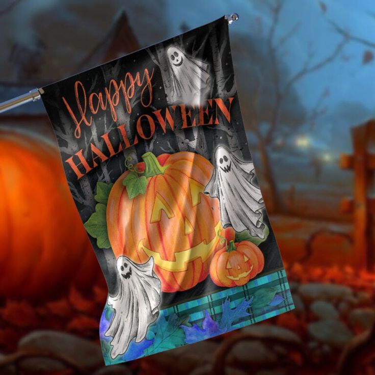 Pumpkin Ghosts Garden Flag – 12×18 Garden Flag