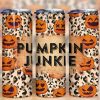 Pumpkin Junkie Leopard Tumbler Png