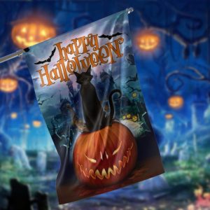 Pumpkins Bats Black Cats Garden Flag – 12×18 Garden Flag