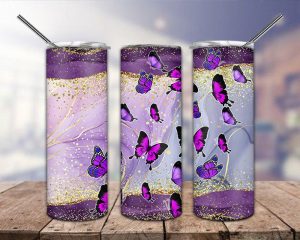 Purple Butterfly Tumbler Png