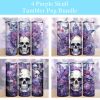 Purple Floral Skulls Halloween Tumbler Png