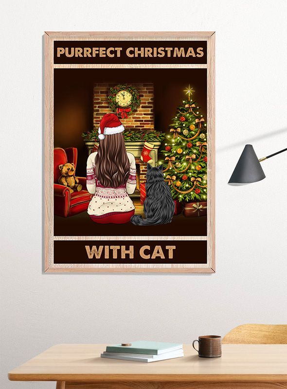 Purrfect Christmas with Cat Poster Print, Digital Poster Wall Art Purrfect Christmas with Cat Poster Print, Digital Poster Wall Art
