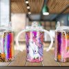 Rainbow Unicorn With Flowers Sippy Cup Sublimation Design
