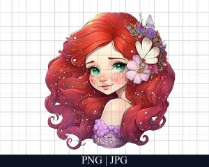 Red Haired Cartoon Mermaid Clipart Png