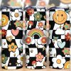 Retro Daisy Smile Face Checker Tumbler Png