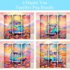 Retro Hippie Van Colorful Floral Tumbler Png