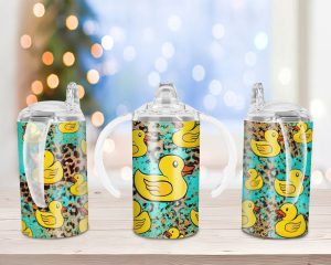 Rubber Duck Leopard Sippy Cup Sublimation Design