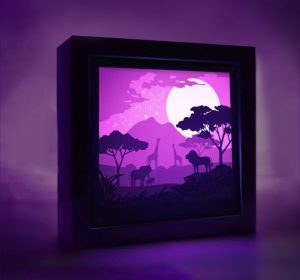 Safari 3D Paper Cut Light Box Template