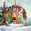 Santa Claus Leopard Ornament Png, Round Christmas Ornament