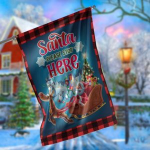 Santa Claus Please Stop Here Garden Flag – 12×18 Garden Flag