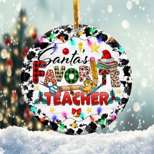 Santa Favorite Teacher Ornament Png