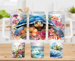 Sea Turtle 40 Oz 2 Piece Tumbler Wrap