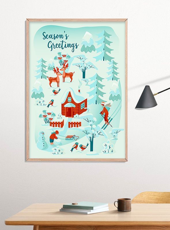Season’s Greetings Poster Print, Digital Poster Wall Art Season’s Greetings Poster Print, Digital Poster Wall Art