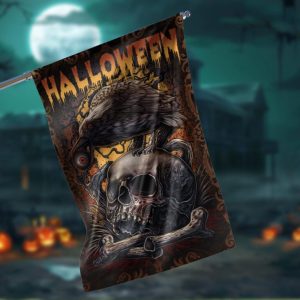 Skull Raven Crow Halloween Garden Flag – 12×18 Garden Flag